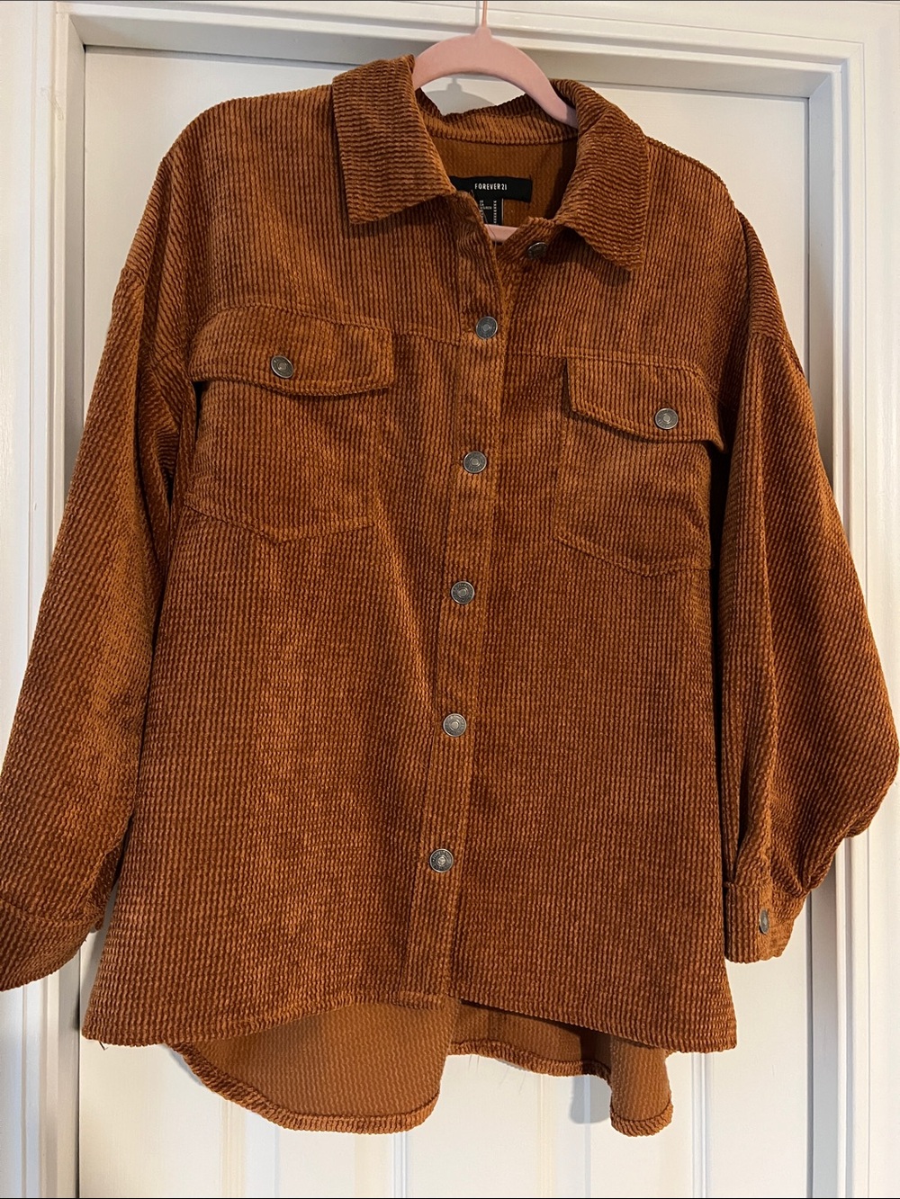 Forever 21 Oversized Corduroy Shacket in Rust